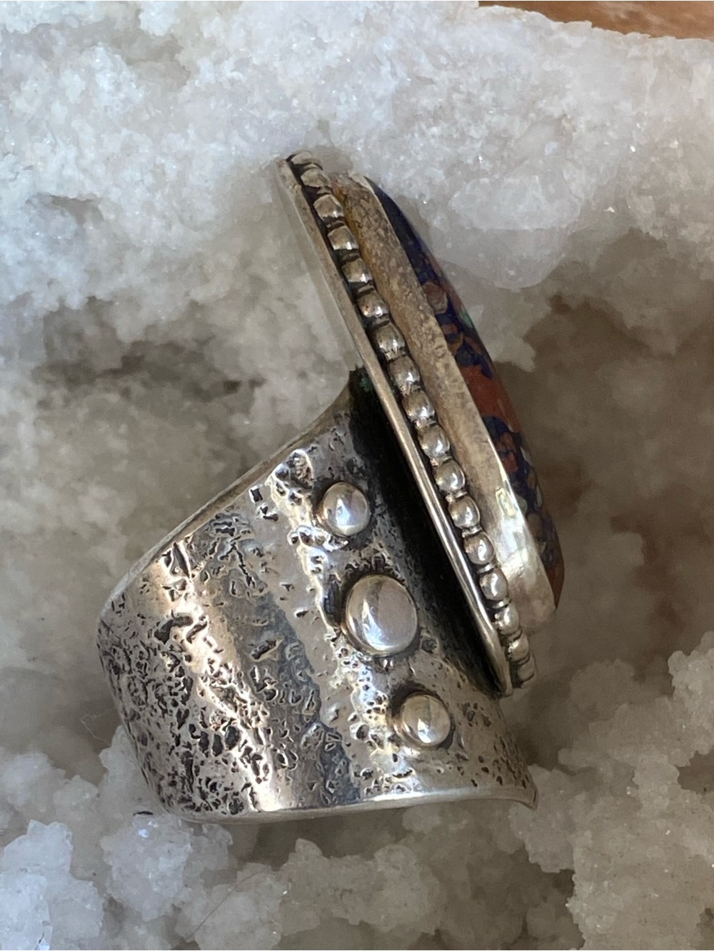 Sterling & Azurite Breccia Warrior Ring - Picture 5 of 8